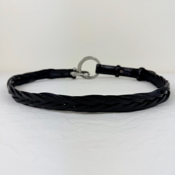 Brighton Vintage Black Leather Braided O-ring Belt - Picture 7 of 10